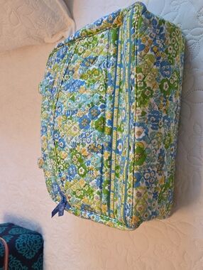 Vera Bradley Blue Green Yellow Quilted Floral Laptop Bag